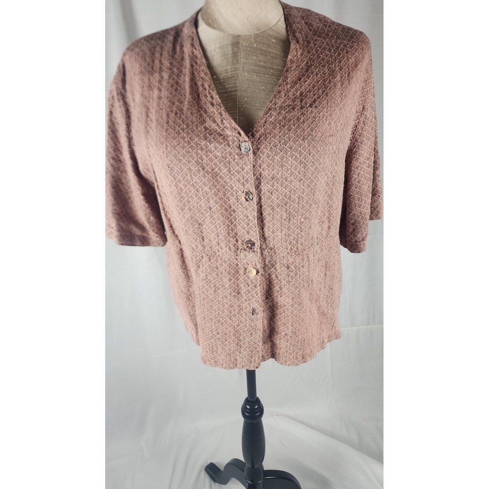 VINTG 100% Linen Click Women's Button-Up Blouse  S